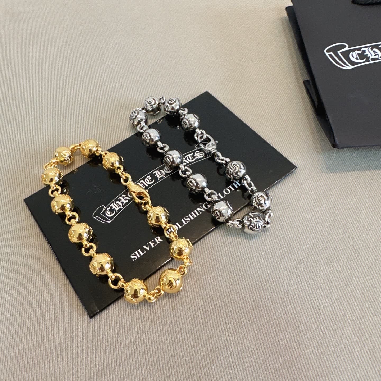 Chrome Hearts Charme Hoops Silver & Gold Beaded Bracelets